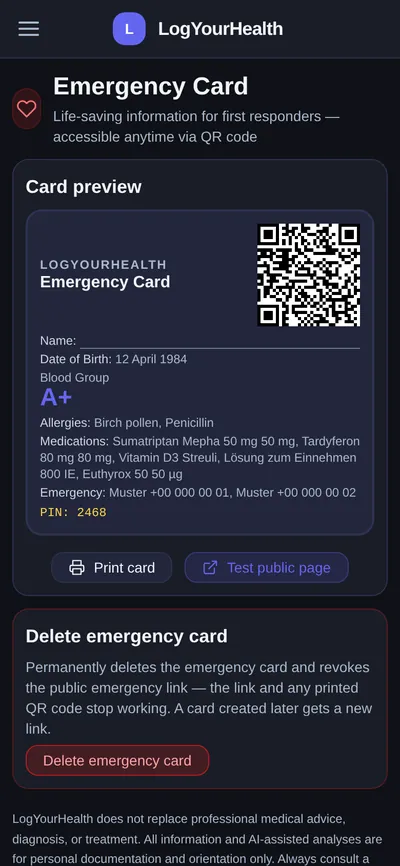 Emergency card