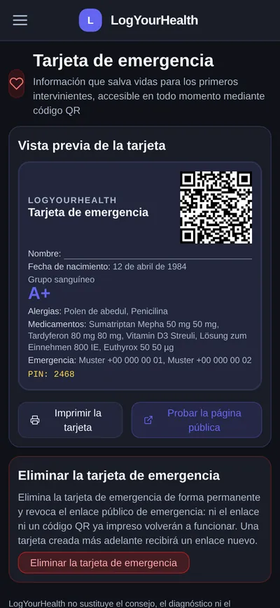 Tarjeta de emergencia