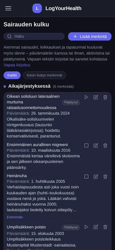 Sairauden kulku