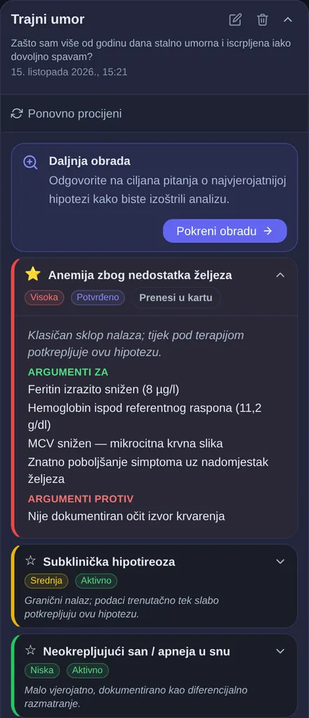Mogući uzroci dugotrajnog umora: daljnje razjašnjenje s ciljanim pitanjima, otvorena sideropenična anemija s argumentima za i protiv