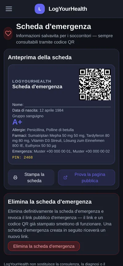 Scheda d'emergenza