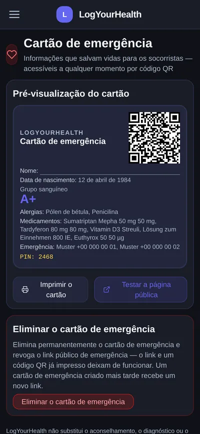 Cartão de emergência
